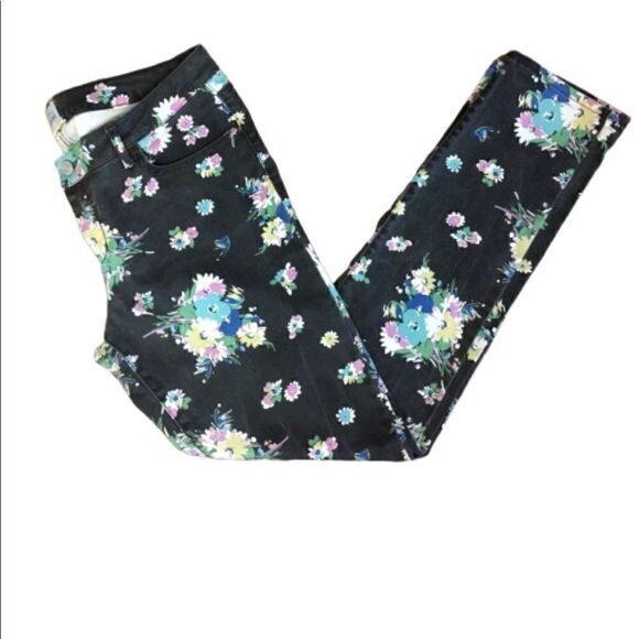 Aeropostale Jeans Ashley Ultra Skinny Black Floral Print Size 13 14R Juniors - Picture 2 of 8